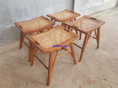 Stool Kayu Jati Rotan Jati Furniture Jepara