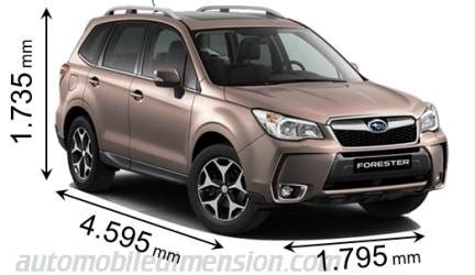 Dimensions Of Subaru Cars Showing Length Width And Height