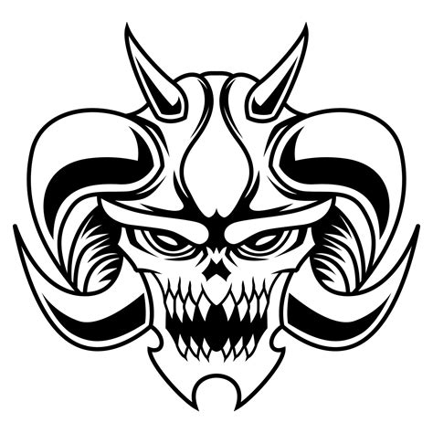 Demon Vector. Black And White Angry Demon Head Logo Vector Mascot ...