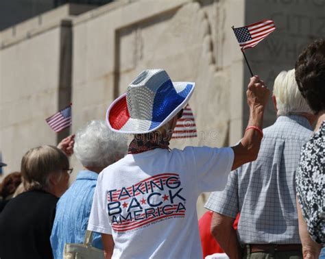 Crowd Waves American Flags At Rally To Secure Our Borders Editorial