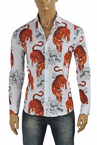 Mens Designer Clothes Gucci Mens Tiger Dress Shirt 370