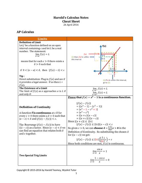 Harolds Calculus Notes Cheat Sheet 2016 - Calculus Notes Cheat Sheet 26 ...