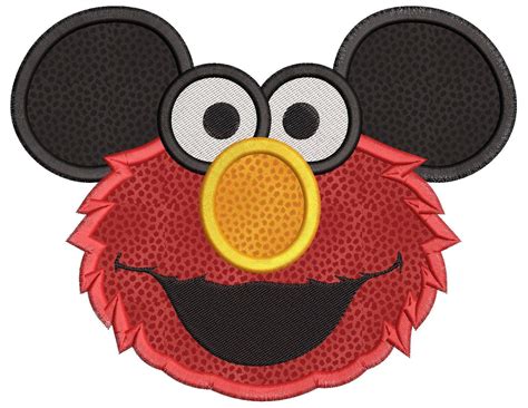 Elmo Ears Sesame Street Mickey Mouse Applique Design From
