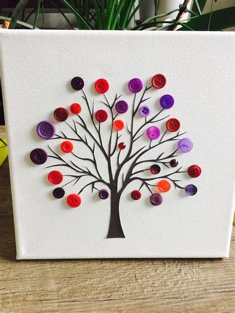 Toile Boutons Arbre De Vie Bricolage Avec Des Boutons Craft Diy