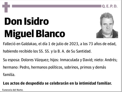 Isidro Miguel Blanco Esquela Necrológica El Correo