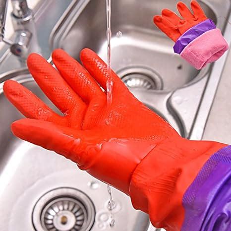 Generic Rojo M Manga Larga Para Mantener Caliente Guantes De Goma