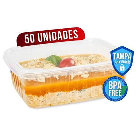 Pote Descartável 1L Freezer Microondas Marmita Fitness 50 un BP POTES