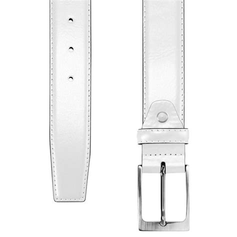 White Coated Leather Dress Belt In Stock Salt And Hide
