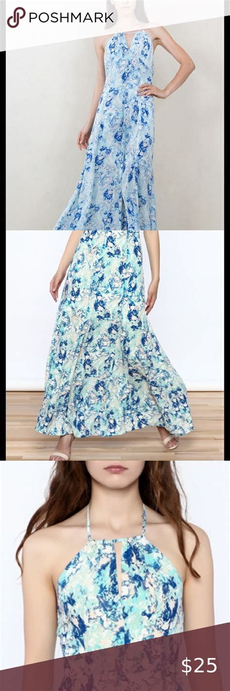 Sugarlips Blue Floral Maxi Dress Halter Blue Floral Maxi Dress