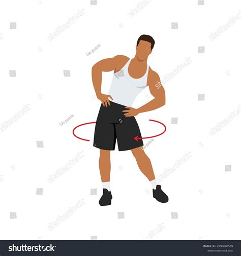 Man Doing Hip Circles Exercise Flat Vector Royalty Free Stock Vector