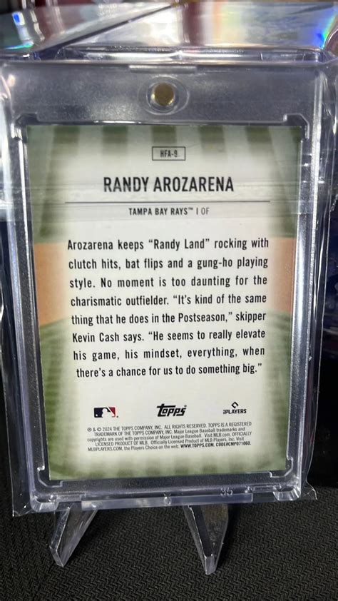 Randy Arozarena HFA HOME FIELD ADVANTAGE Tampa Bay Rays 24 Topps Series