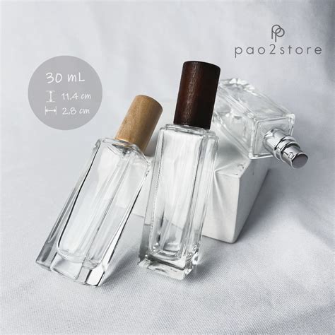 Jual Botol Parfum Spray Tutup Kayu Kaca Kotak Tebal Clear Refill