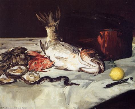 Oil Painting Replica Still Life with Fish, 1864 by Edouard Manet (1832-1883, France) | ArtsDot.com