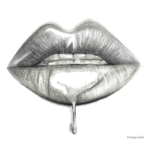 "Pencil Lips Drawing" by AmayaJade | Redbubble