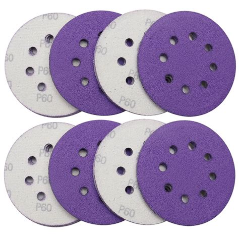 Buy 5 Inch Sanding Discs 50 Pack 8 Hole Hook Loop 60 Grit Assorted