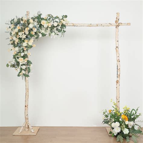 7.5ft Natural Birch Wood Square Wedding Arch Stand | eFavormart Wood ...