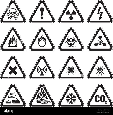 Conjunto de señales de peligro Triangular Warning negro Imagen Vector