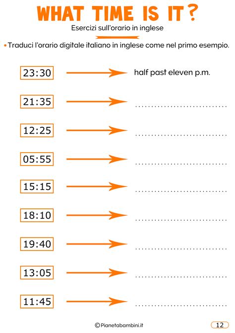 L Orario In Inglese Esercizi Per Bambini Da Stampare PianetaBambini It