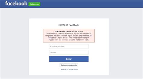 Facebook fica fora do ar para manutenção obrigatória F5 News