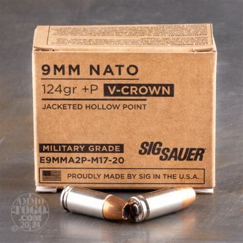 9mm Luger 9x19 Ammunition For Sale Sig 124 Grain Jacketed Hollow