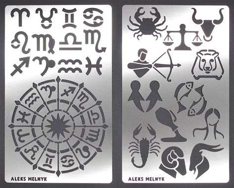 Buy Aleks Melnyk 29 Metal Journal Stencils Zodiac Signs Astrology