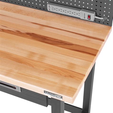 Ultrahd® Lighted Workcenter W Wood Top And Pegboard Seville Classics