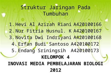 PPTX Struktur Jaringan Pada Tumbuhan DOKUMEN TIPS