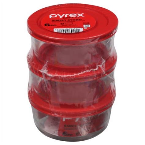 Pyrex Round Storage Containers with Lids - Red, 3 pk - Smith’s Food and ...