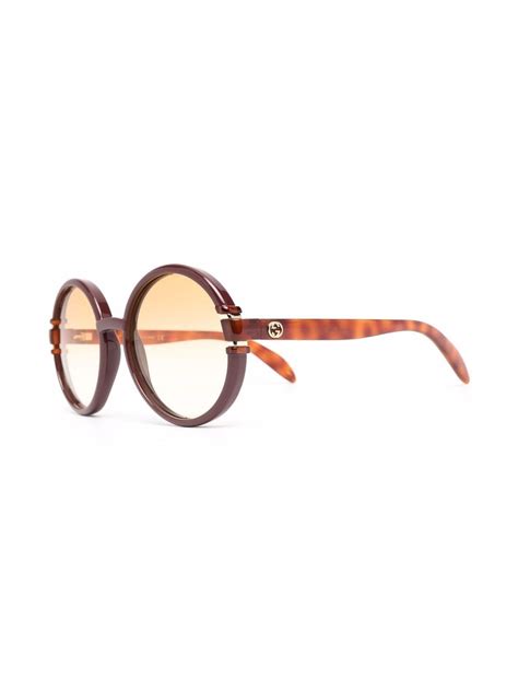 Gucci Eyewear Tortoise Shell Round Frame Sunglasses Farfetch