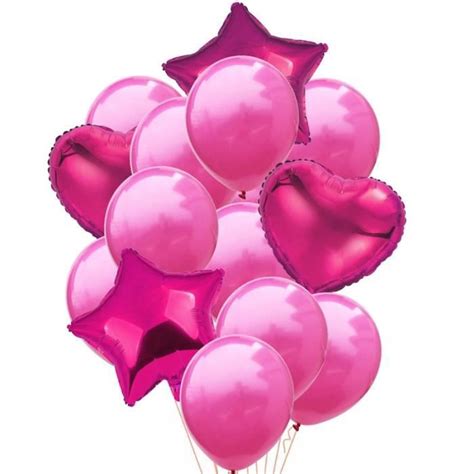 BALLON DECORATIF Hot Pink Ballons en Latex avec confettis étoiles à