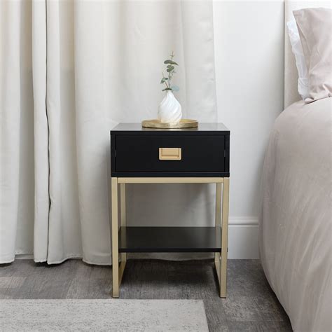 One Drawer Bedside Table Elle Black Range Melody Maison