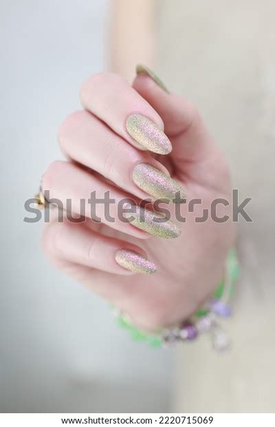 Female Hand Long Nails Nude Beige Stock Photo 2220715069 Shutterstock