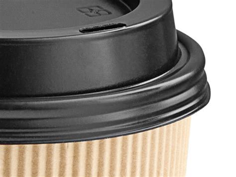 Choice 20 Oz Double Wall Ripple Kraft Paper Hot Cup And Black Lid 100 Pack