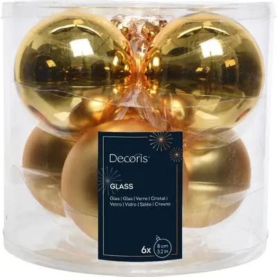 Decoris Glazen Kerstbal 8cm Licht Goud 6 Stuks Kopen Tuincentrum