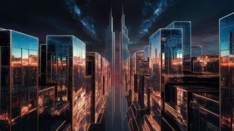 Futuristic Cityscapes With Neon Lights Premium AI Generated Image