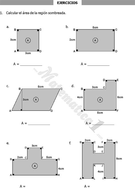 Areas De Figuras Geometricas Ejercicios De Geometria De Sexto De Primaria