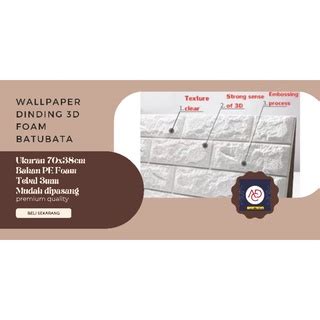 Jual Wallpaper Dinding 3D Foam Batu Bata Putih Wallfoam Wall Sticker