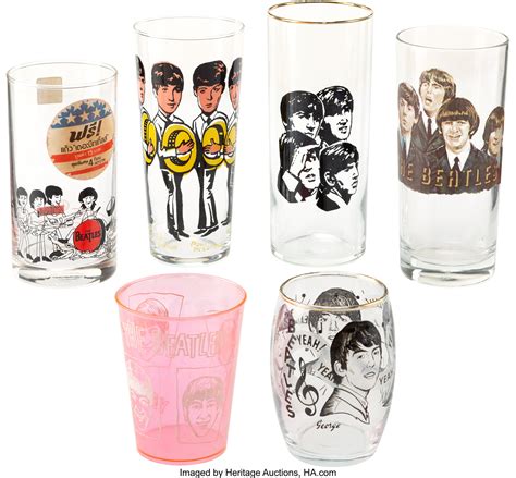 The Beatles Assortment Of Rare Drinking Glasses 6 Circa 1960s