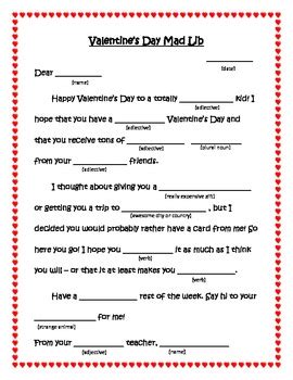 Valentine S Day Mad Libs For Students Parts Of Speech By Teachtothecore