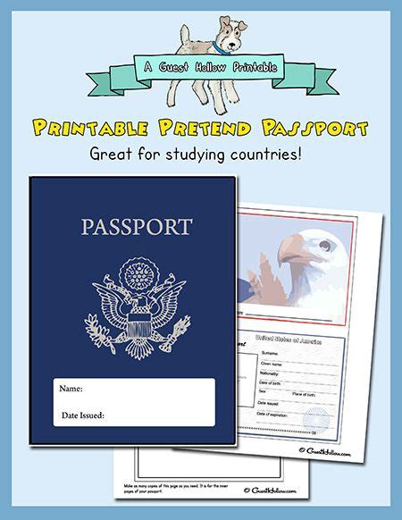 Printable Pretend Passport Guest Hollow Passport For Kids Travel