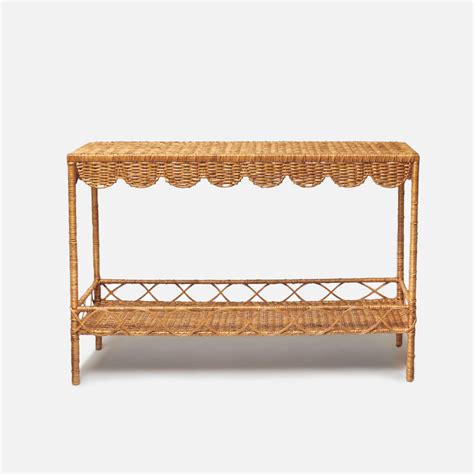 Madeleine Rattan Scalloped Console Table Mrs Alice