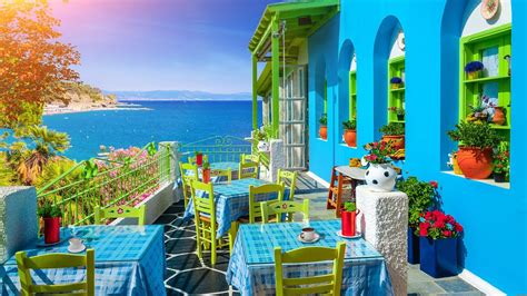 Italian Seaside Coffee Shop Ambience With Relaxing Bossa Nova Music For