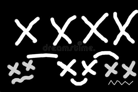 Funny Faces on a Black Background. Children S Drawing Stock ...