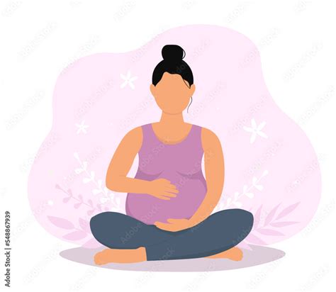 Vetor De Pregnant Woman Expectant Mother Is Sitting In The Lotus