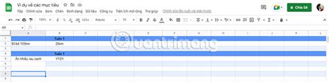 Cách thiết lập và theo dõi mục tiêu trong Google Sheets QuanTriMang