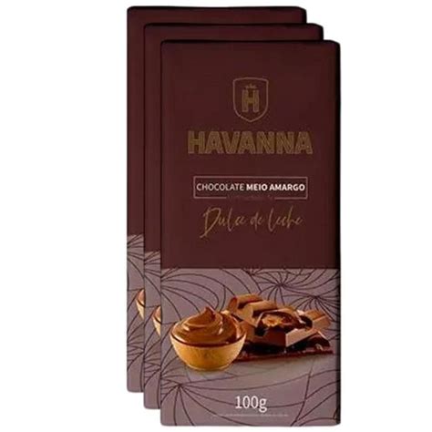 Kit Barra De Chocolate Meio Amargo Havanna Recheio Doce De