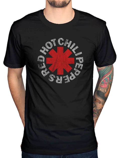 Official Red Hot Chili Peppers Distressed Asterisk T Shirt Rock Punk