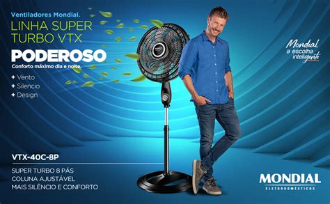 Ventilador Coluna Cm Super Turbo P S Mondial Preto Prata W