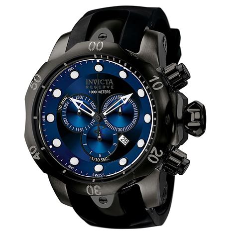 Invicta Reserve Venom Chronograph Blue Dial Black Polyurethane Men S