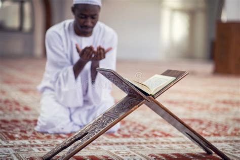 Religious Black Muslim Man Praying Inside the Mosque Stock Photo - Image of emotion, person ...